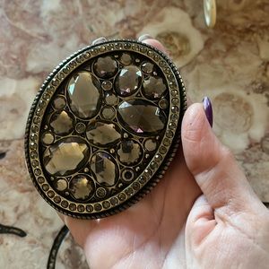 Oval Smoke Tone Faux Gemstone Belt Buckle